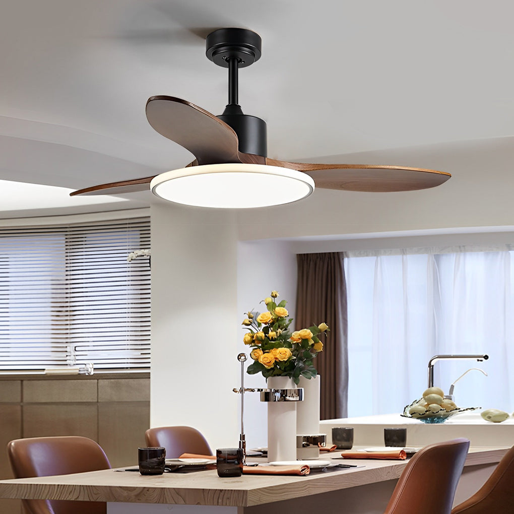 WINDSOR WOODEN TRIO DIMMER CEILING FAN LIGHT WITH REMOTE