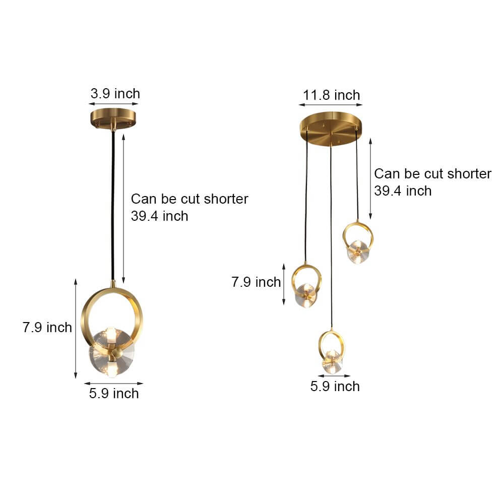 BEAUFORT COPPER CRYSTAL GLOBE PENDANT LIGHT