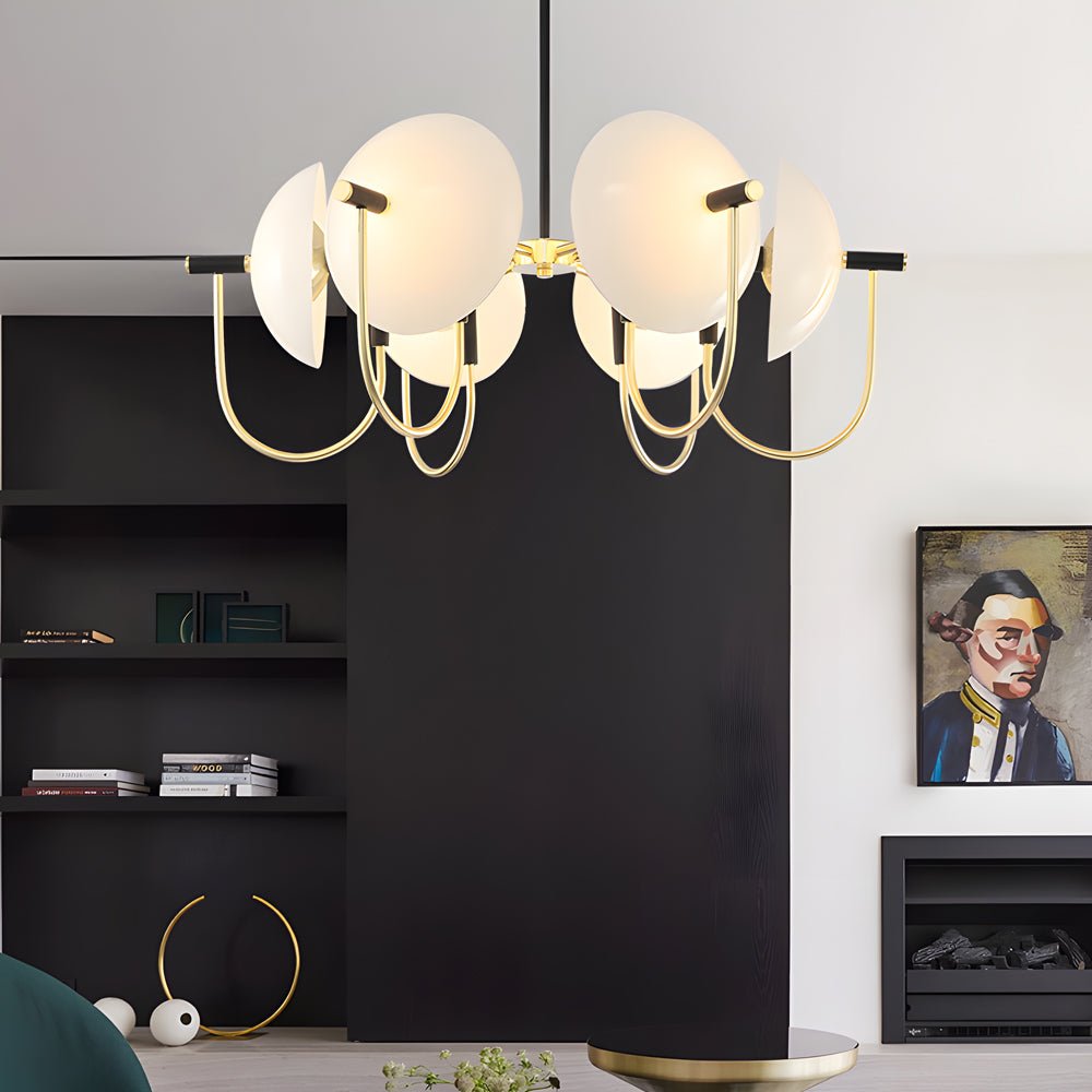 WINDSOR OPAL SEMICIRCLE PENDANT LIGHT"  
2. "CAVENDISH TRIO GLASS DOME CEILING LANTERN"  
3. "HARTFORD AURORA HANGING LIGHT WITH SIX GLOBES"  
4. "BURLINGTON QUARTZ DOME CHANDELIER"  
5. "MONTGOMERY GLASS ARCH PENDANT ILLUMINATOR"  
6. "RAVENSCROFT SEMI-R