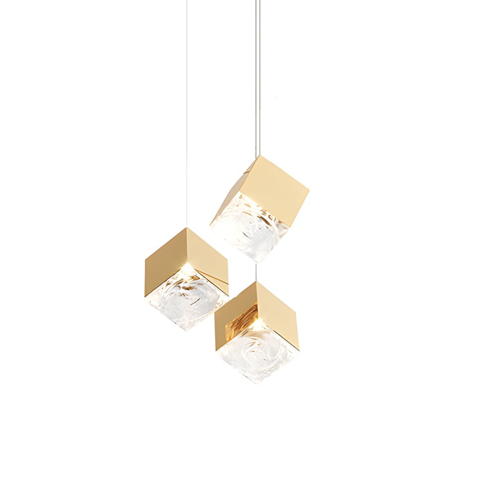 WINDSOR GLASS CUBE STAIRCASE LIGHTING IN GILDED METAL"  
2. "CAMBRIDGE MULTI-LIGHT ICE CUBE CHANDELIER IN POLISHED CHROME"  
3. "HENLEY MODERN GLASS ICE CUBE PENDANT IN GOLD FINISH"  
4. "TAVISTOCK STYLISH MULTI-LIGHT STAIRCASE CHANDELIER IN CHROME"  
5.