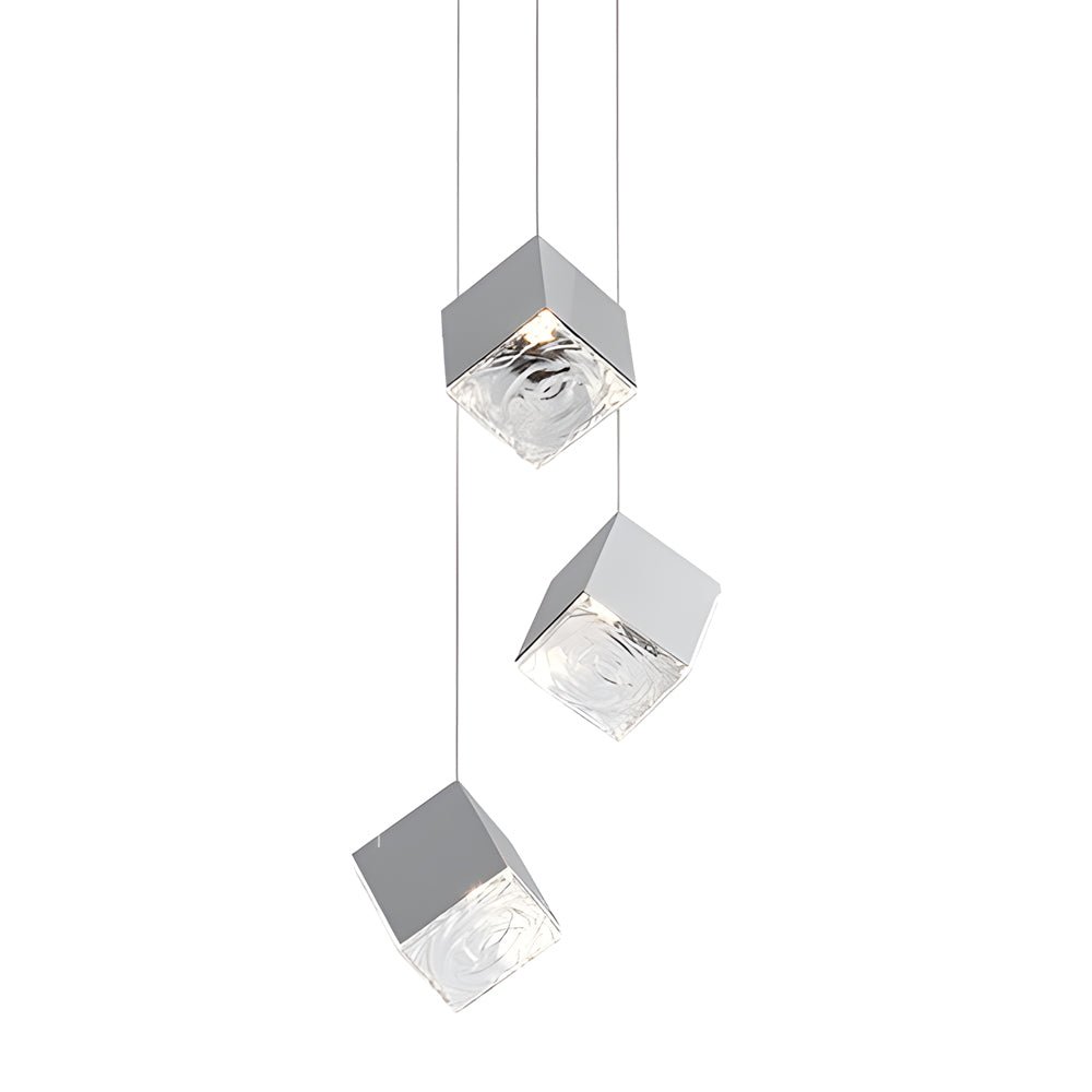 WINDSOR GLASS CUBE STAIRCASE LIGHTING IN GILDED METAL"  
2. "CAMBRIDGE MULTI-LIGHT ICE CUBE CHANDELIER IN POLISHED CHROME"  
3. "HENLEY MODERN GLASS ICE CUBE PENDANT IN GOLD FINISH"  
4. "TAVISTOCK STYLISH MULTI-LIGHT STAIRCASE CHANDELIER IN CHROME"  
5.