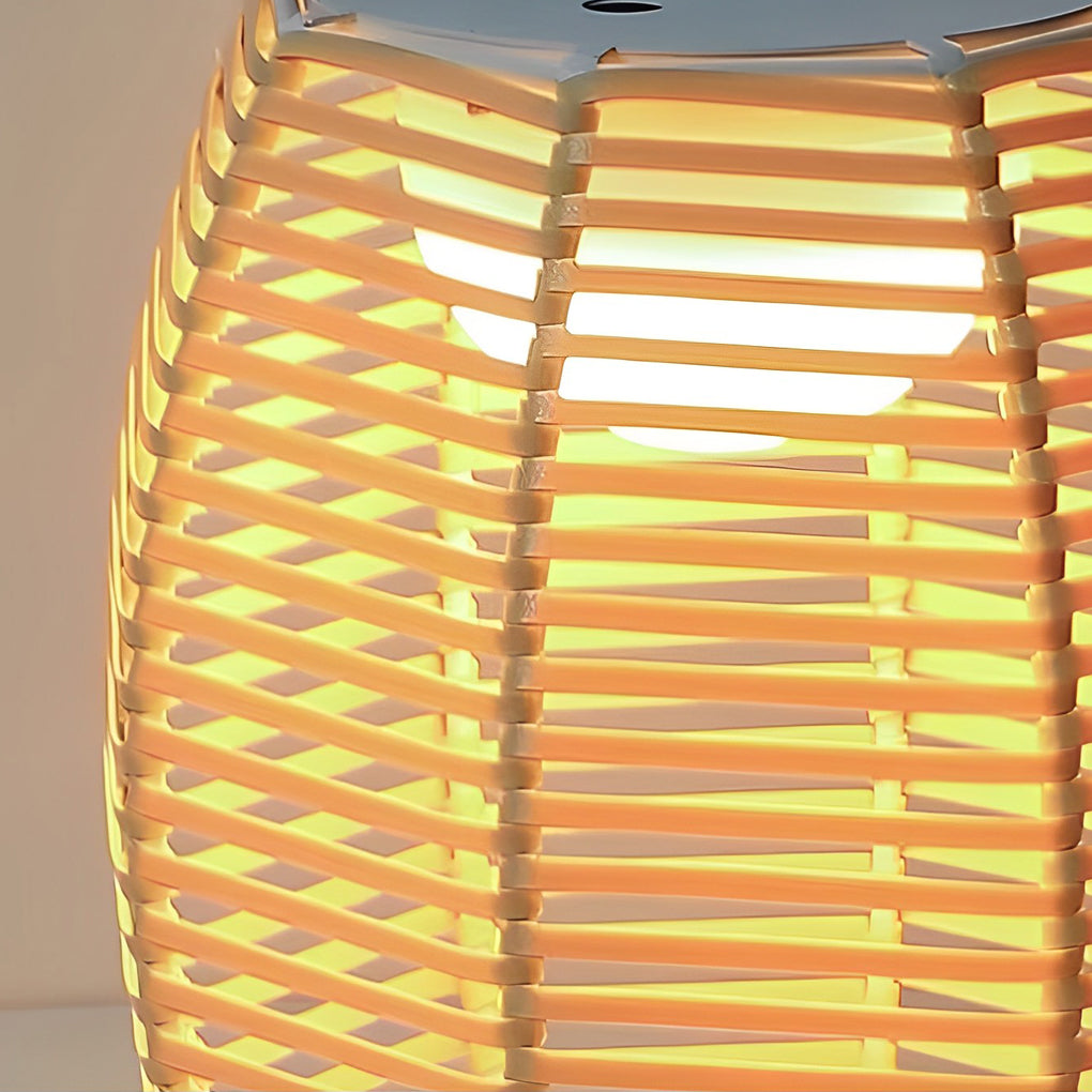 WINDSOR RATTAN SOLAR FLOOR LANTERN - WATER-RESISTANT LED OUTDOOR ILLUMINATION