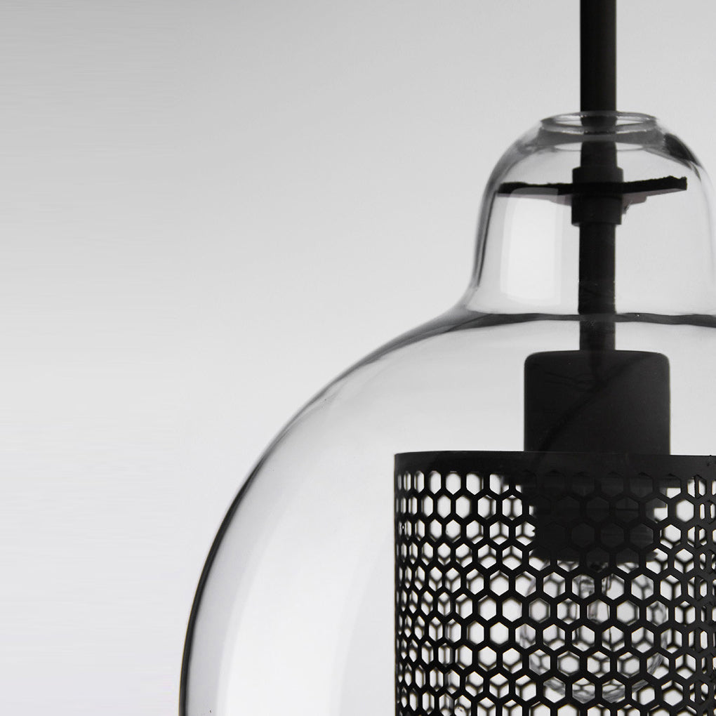 WHITBY ROUND GLASS HANGING LANTERN, INDUSTRIAL KITCHEN PENDANT LIGHT