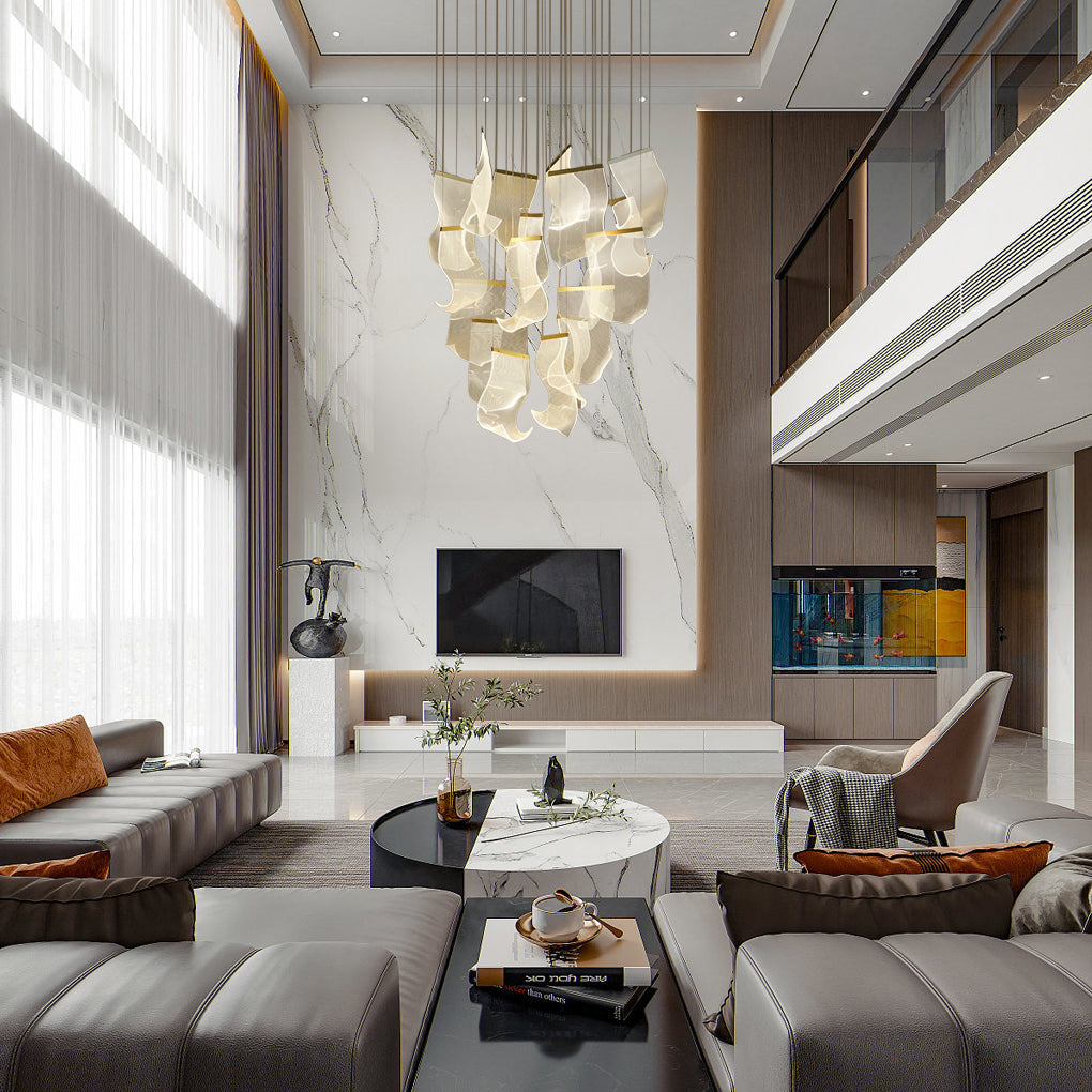 FELSTED CURVATURE ACRYLIC LED CHANDELIER WITH GRADUAL DIMMING