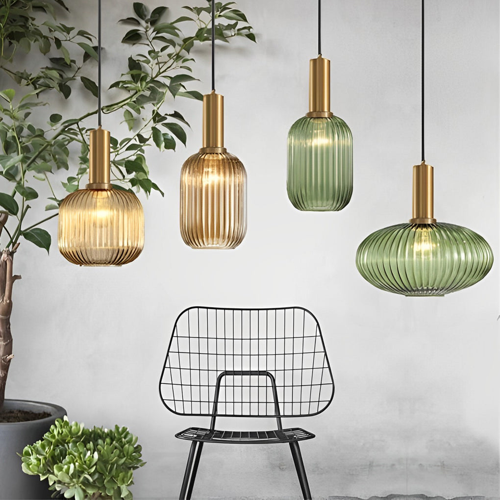 WINTHORPE STRIPED GLASS HANGING LANTERN