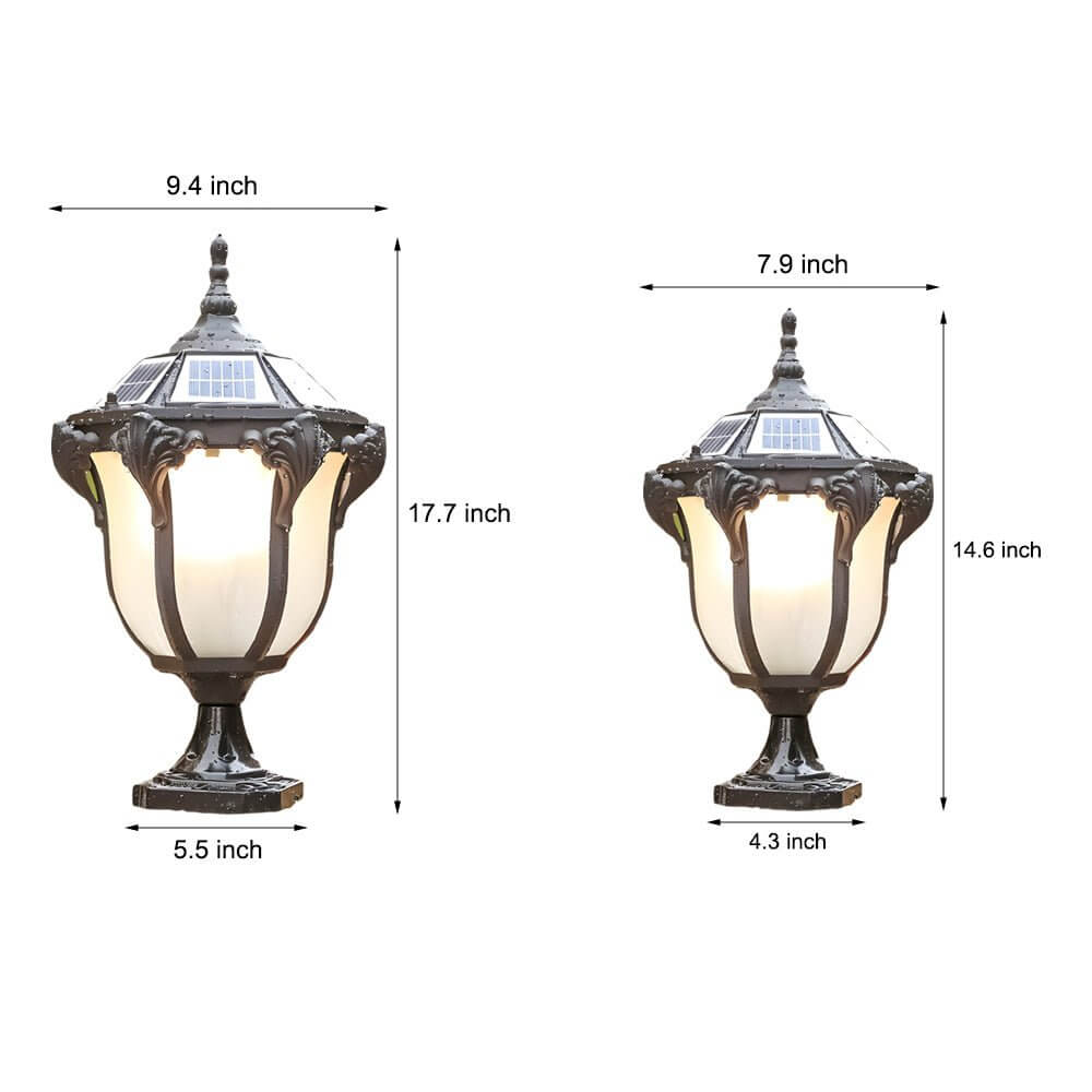 WINTHORPE SOLAR-POWERED PIER LIGHT WITH BRONZE ACCENTS, 14.6/17.7 INCHES