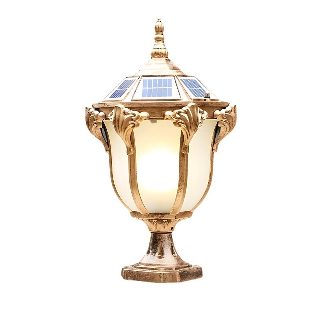 WINTHORPE SOLAR-POWERED PIER LIGHT WITH BRONZE ACCENTS, 14.6/17.7 INCHES