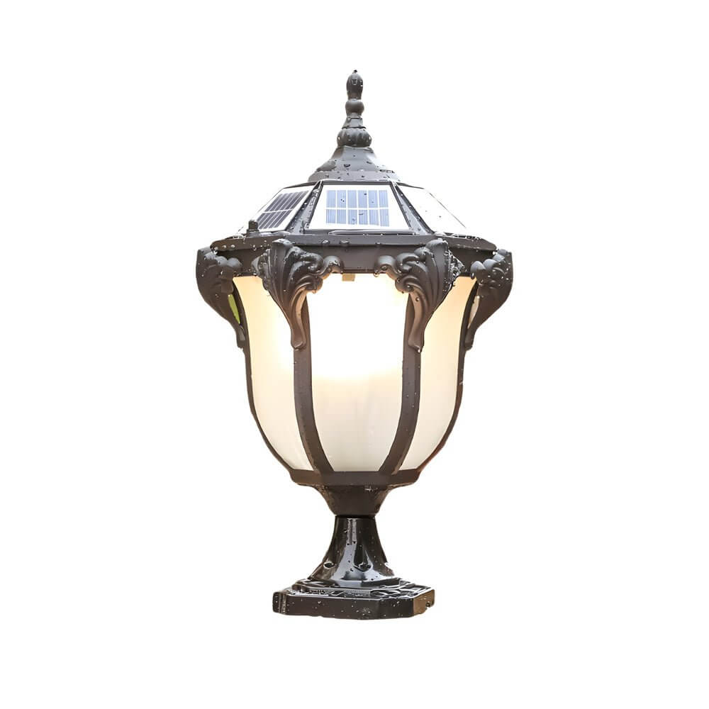 WINTHORPE SOLAR-POWERED PIER LIGHT WITH BRONZE ACCENTS, 14.6/17.7 INCHES