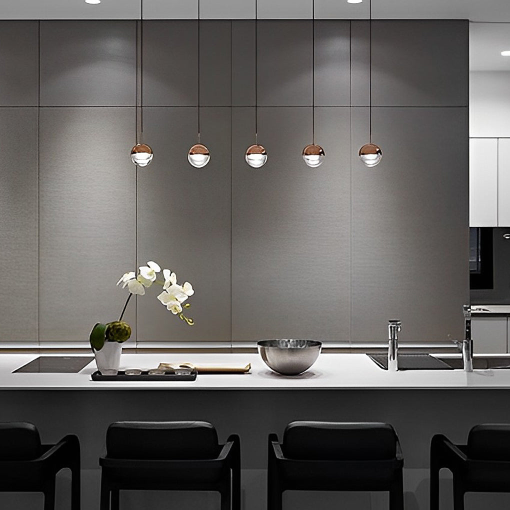 WINTHROPE SPHERICAL ROTATING METAL AND GLASS PENDANT LIGHT