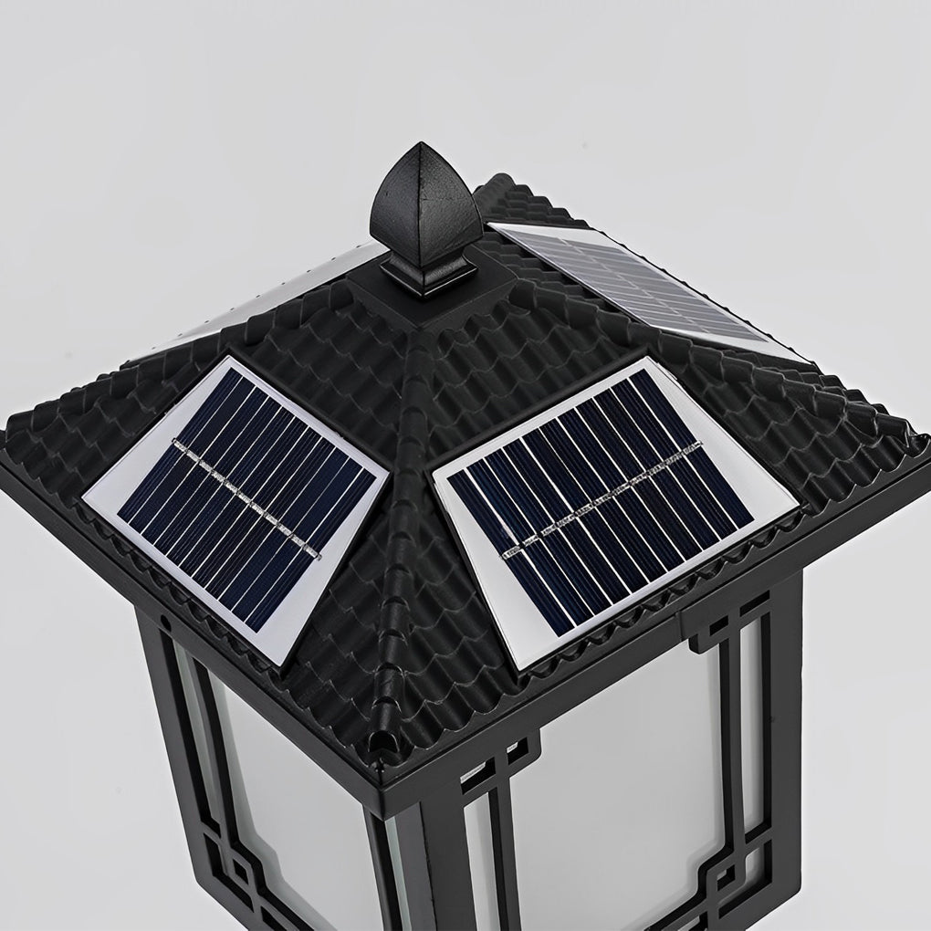 WINTERBOURNE SOLAR-POWERED GARDEN POST LANTERN WITH TRIPLE BRIGHTNESS SETTINGS
