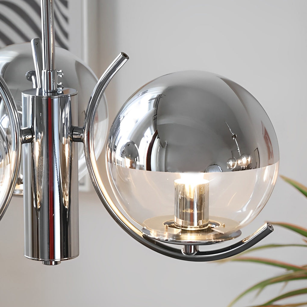 WINTHORPE POLISHED IRON & GLASS ORB CHANDELIER