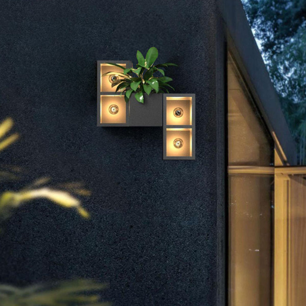 FENWICK RAINSHIELD SQUARE LED WALL SCONCE WITH INTEGRATED PLANTER