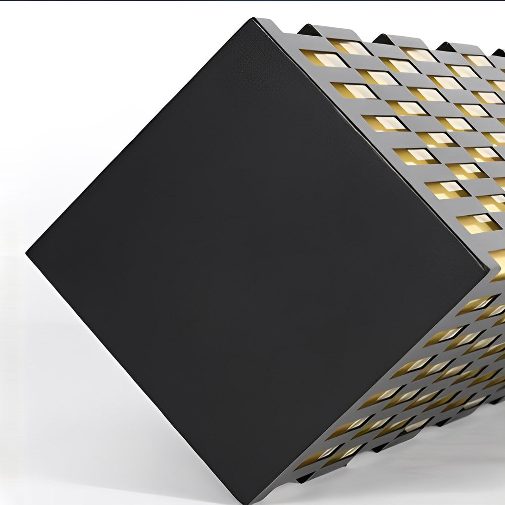 WINDSOR BLACK GRID LED GARDEN BOLLARD LIGHTING, MODERN WATER-RESISTANT OUTDOOR LAMP