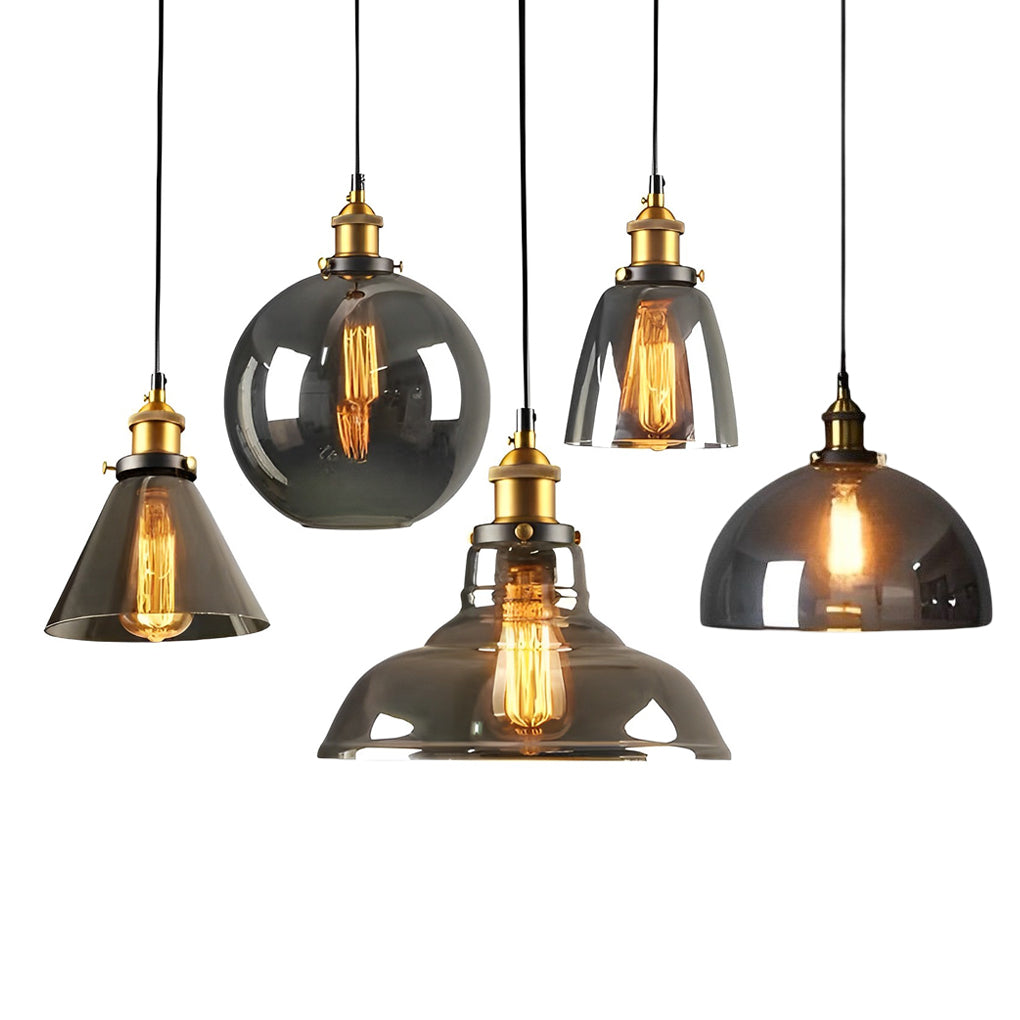 WINTHORPE SMOKED GLASS INDUSTRIAL HANGING LANTERN