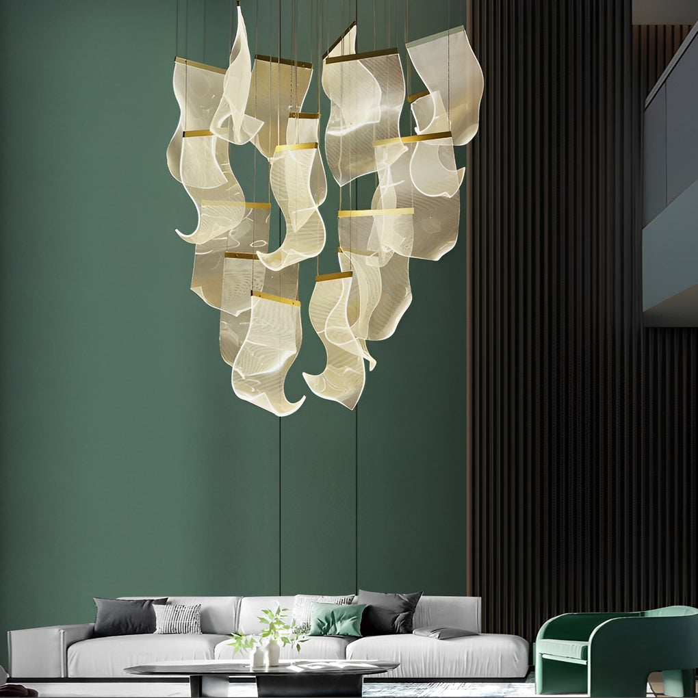 FELSTED CURVATURE ACRYLIC LED CHANDELIER WITH GRADUAL DIMMING