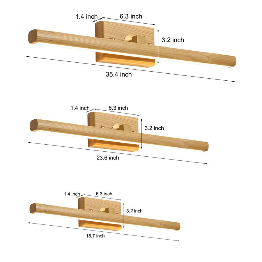 WILLOUGHBY WOODEN RAY LED VANITY LIGHT - 15-Inch"
2. "HASTINGS ROTATING WOODEN LED BATHROOM ILLUMINATOR - 23-Inch"
3. "CHESTERFIELD ADJUSTABLE WOODEN LED VANITY LAMP - 35-Inch