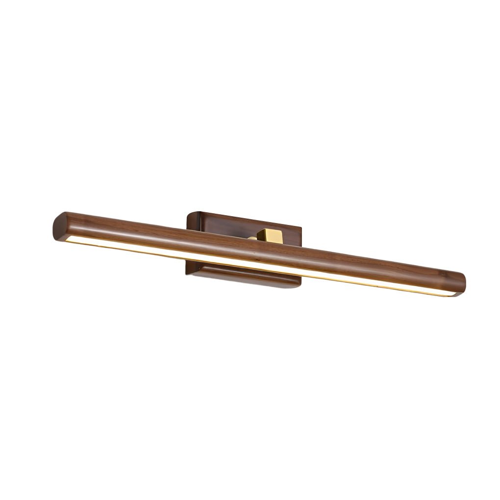 1. **WINSLOW OAK ROTARY BATHLIGHT** - A 15-inch bathroom lighting fixture featuring a rotatable wooden design with integrated LED illumination for a warm ambiance.

2. **KENSINGTON WOODLAND GLOW VANITY LIGHT** - This 23-inch vanity light offers a sophisti