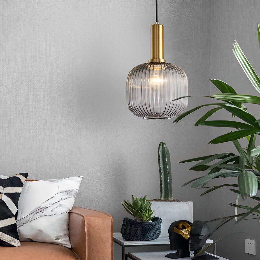 WINTHORPE STRIPED GLASS HANGING LANTERN