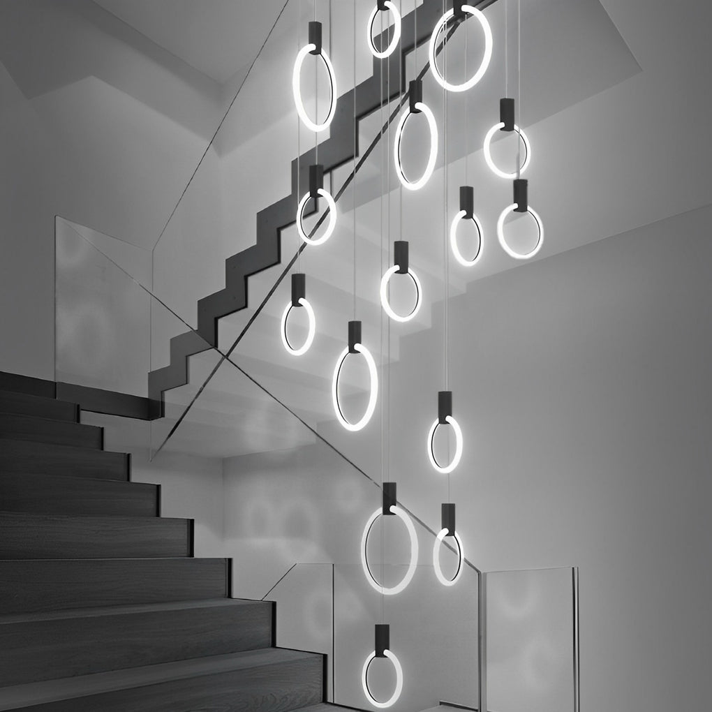 WINTHROP RINGED DIMMABLE LED STAIRWAY CHANDELIER