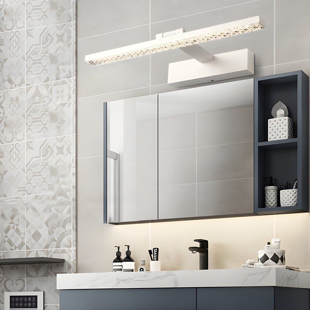 BRIGHTON CRYSTAL GLOW ADJUSTABLE BATHROOM LIGHTING FIXTURE WITH DIMMABLE ACRYLIC SHADE