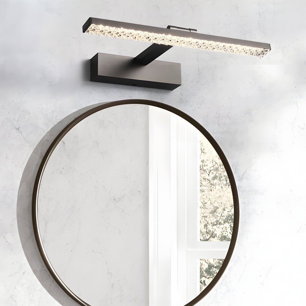 BRIGHTON CRYSTAL GLOW ADJUSTABLE BATHROOM LIGHTING FIXTURE WITH DIMMABLE ACRYLIC SHADE