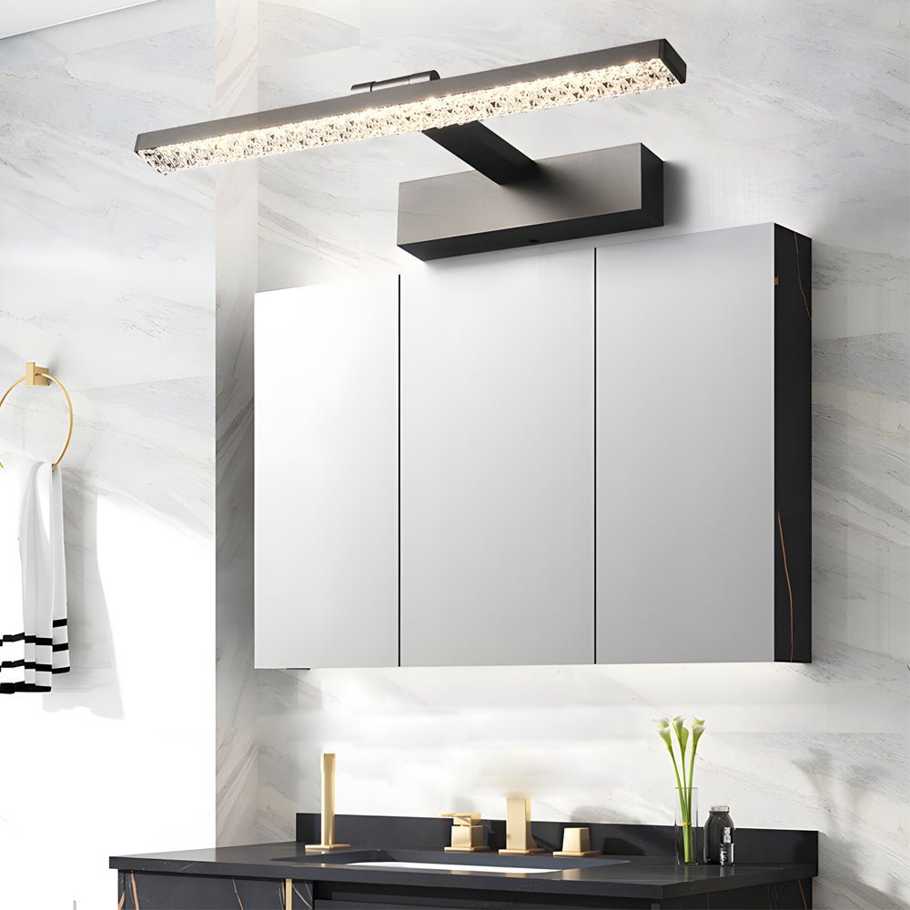 BRIGHTON CRYSTAL GLOW ADJUSTABLE BATHROOM LIGHTING FIXTURE WITH DIMMABLE ACRYLIC SHADE