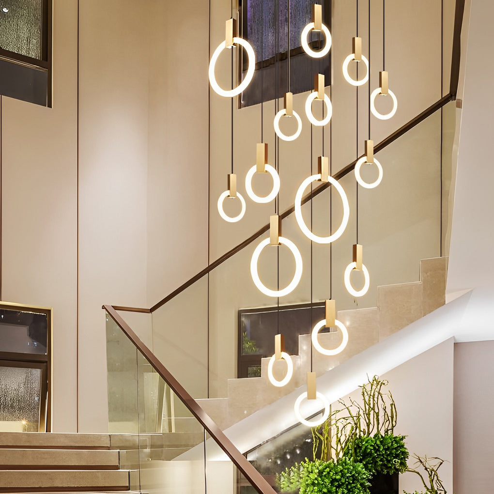 WINTHROP RINGED DIMMABLE LED STAIRWAY CHANDELIER