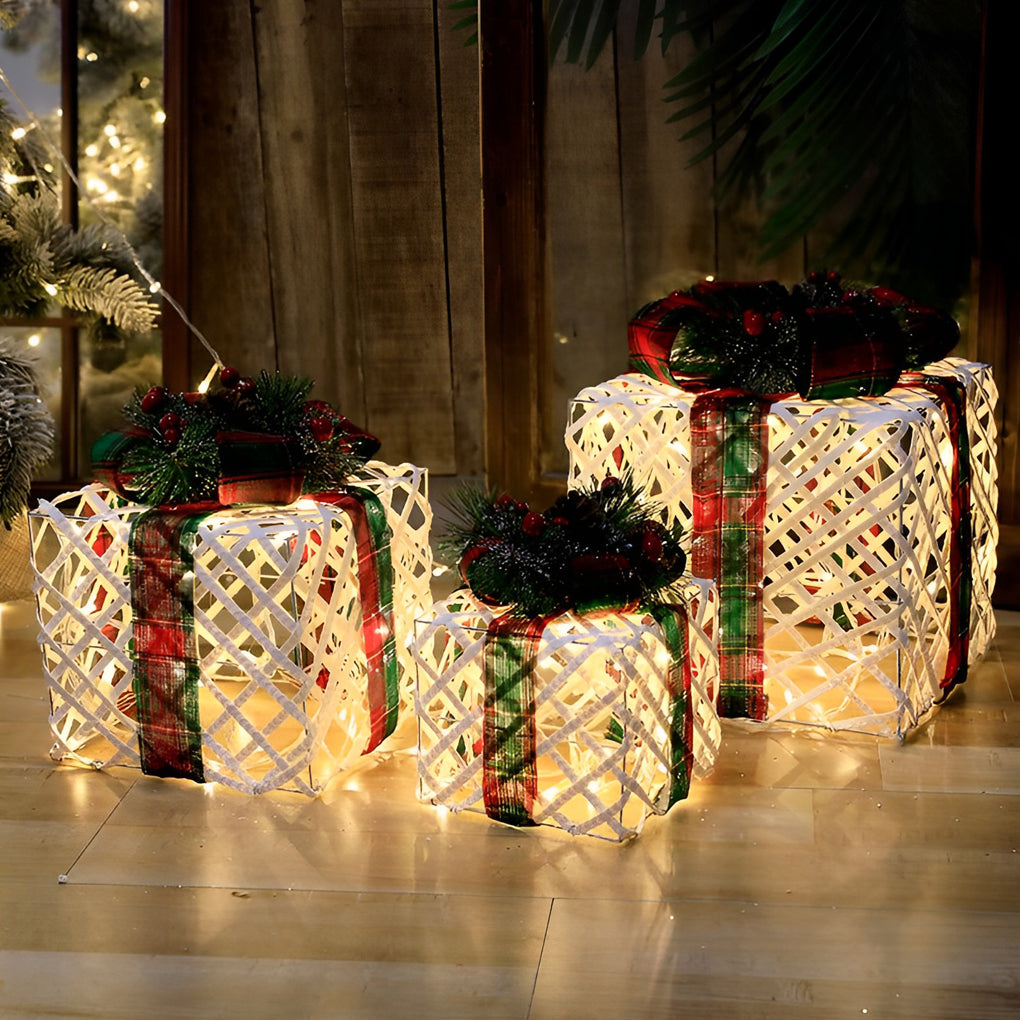 "WINTERBERRY TRIO: Enchanted Festive Gift Box Scene Ensemble"  

1. **WINTERBERRY GIFT BOX** - A charmingly crafted box adorned with intricate winter motifs, perfect for housing holiday treasures.  
2. **HOLLYFROST SCENE SETTING** - A delightful miniature