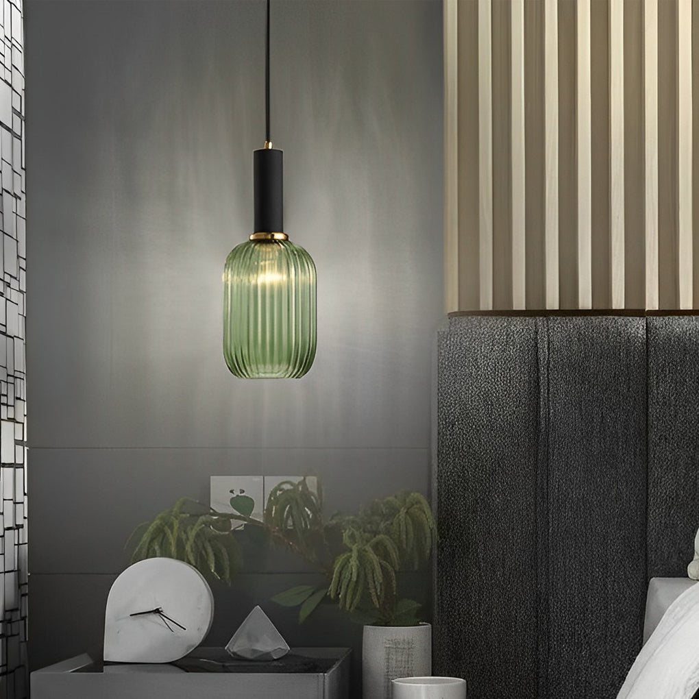 WINTHORPE STRIPED GLASS HANGING LANTERN