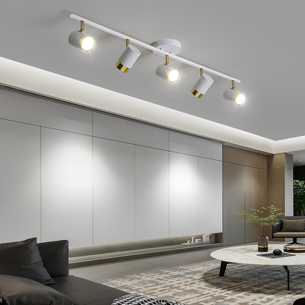 1. **WILLOUGHBY TRIO GU10 LED TRACK SPOTLIGHT** - A sophisticated three-light adjustable spotlight featuring COB technology for focused illumination.

2. **FENWICK QUAD GU10 LED TRACK LIGHT** - A refined four-light surface-mounted spotlight designed for v