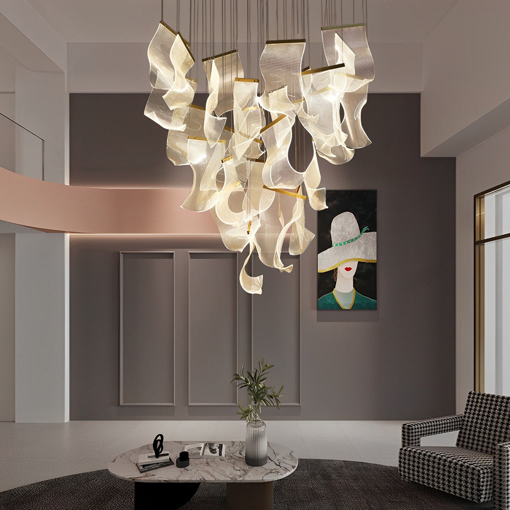 FELSTED CURVATURE ACRYLIC LED CHANDELIER WITH GRADUAL DIMMING