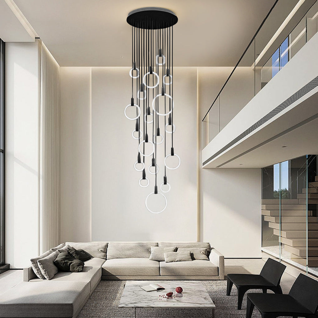 WINTHROP RINGED DIMMABLE LED STAIRWAY CHANDELIER