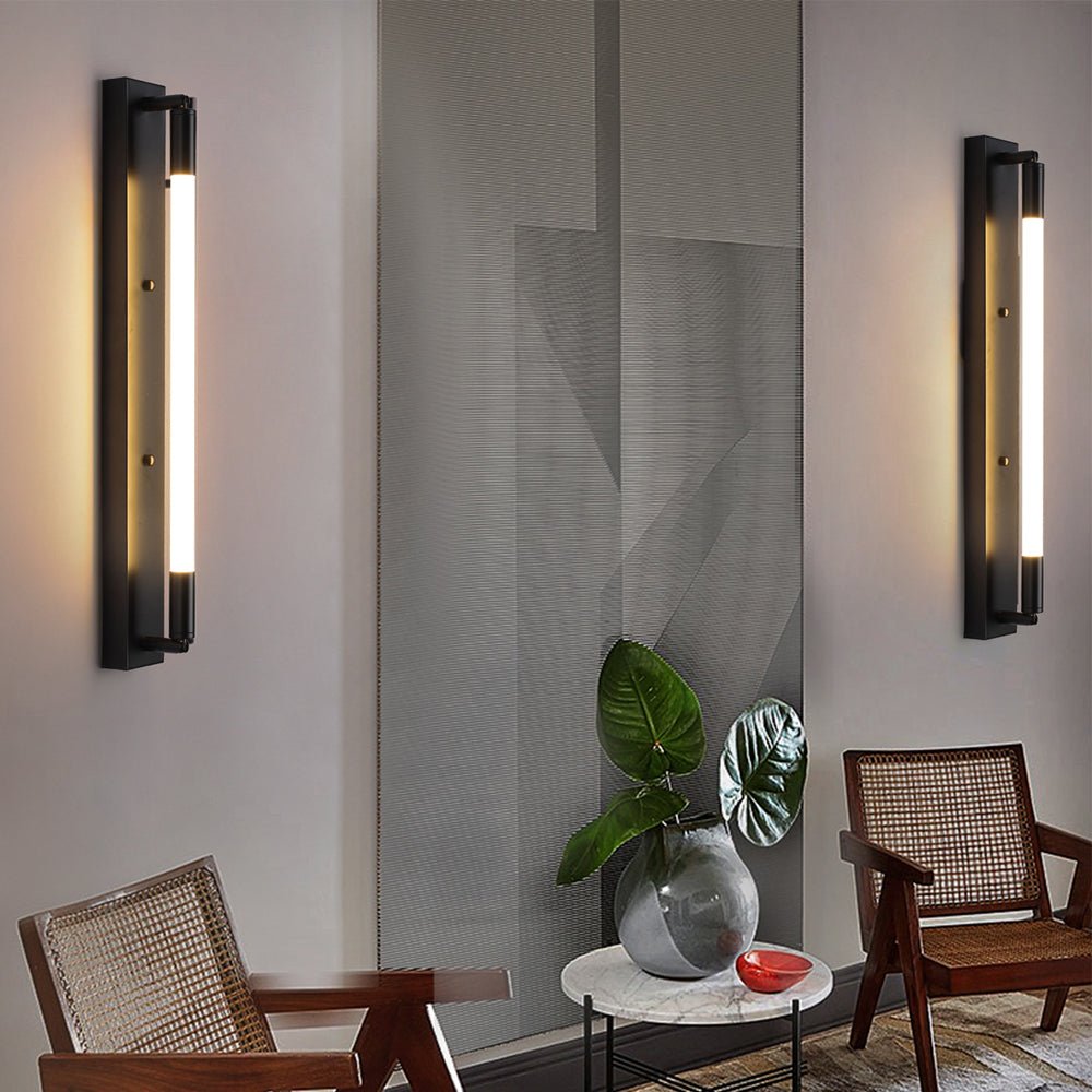 WINTERBORN ACRYLIC TUBE LED WALL SCONCE - Black, Gold, and Chrome Accents