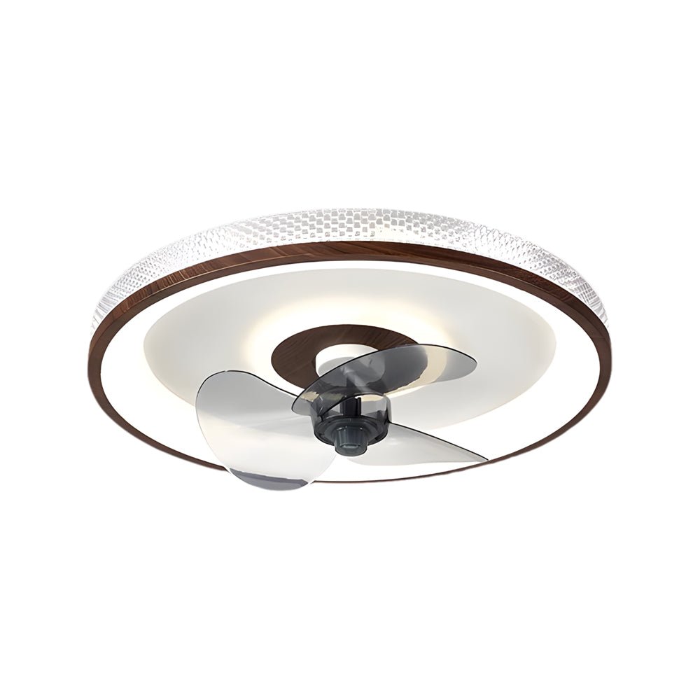 WINDSOR WALNUT 6-SPEED FLUSH MOUNT CEILING FAN WITH LED ILLUMINATION AND REMOTE CONTROL