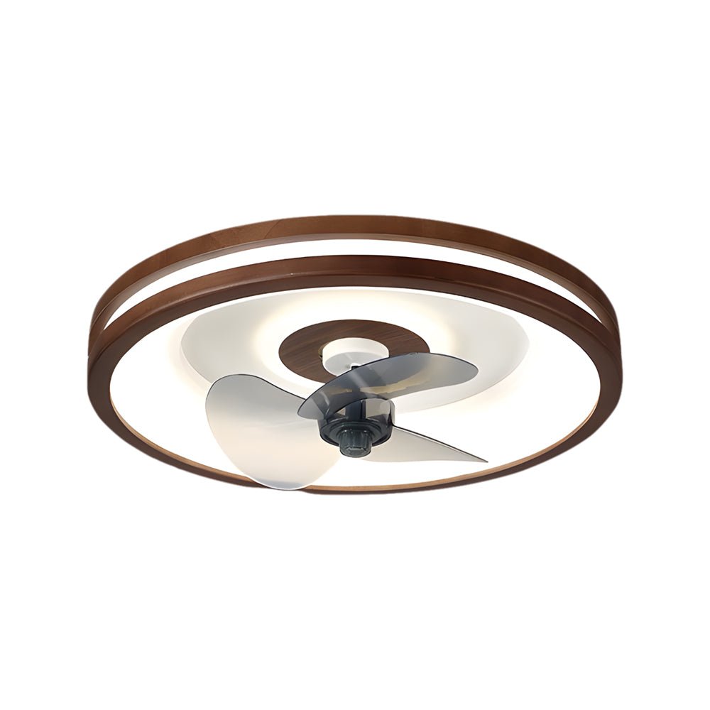 WINDSOR WALNUT 6-SPEED FLUSH MOUNT CEILING FAN WITH LED ILLUMINATION AND REMOTE CONTROL