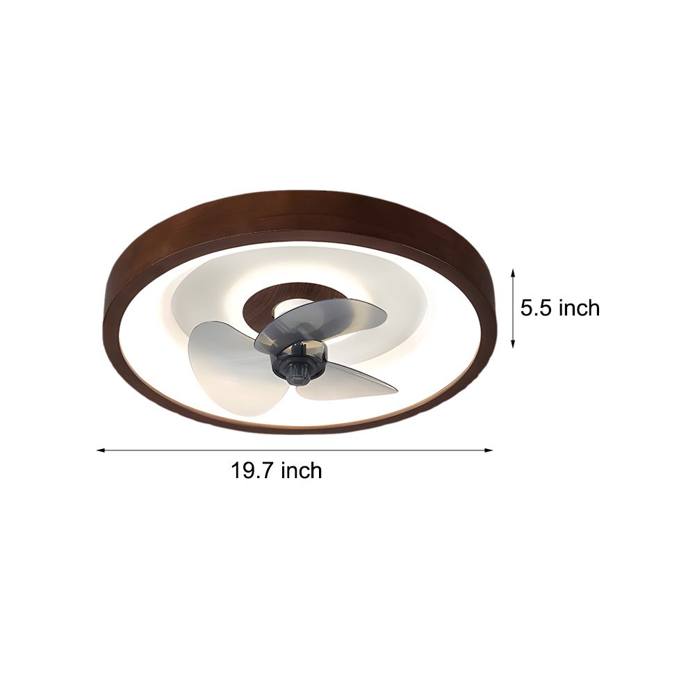 WINDSOR WALNUT 6-SPEED FLUSH MOUNT CEILING FAN WITH LED ILLUMINATION AND REMOTE CONTROL