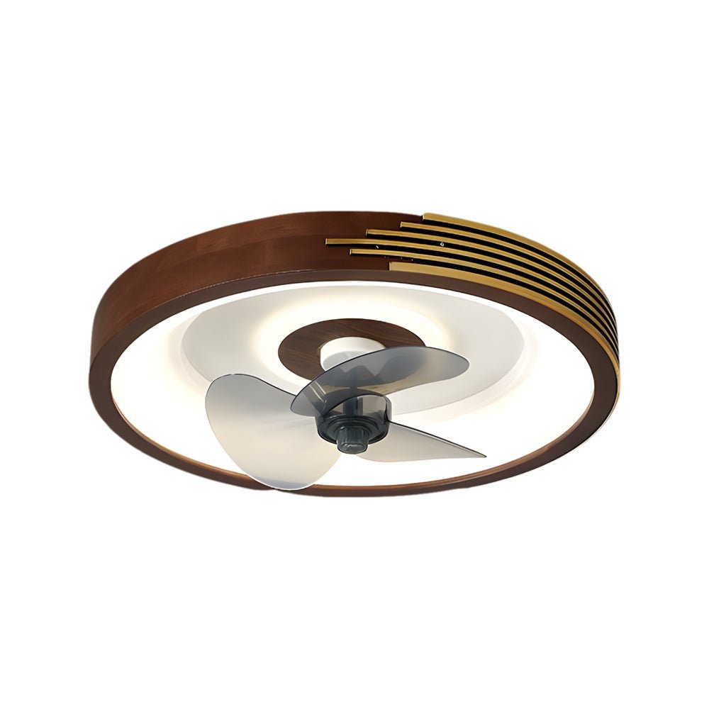 WINDSOR WALNUT 6-SPEED FLUSH MOUNT CEILING FAN WITH LED ILLUMINATION AND REMOTE CONTROL