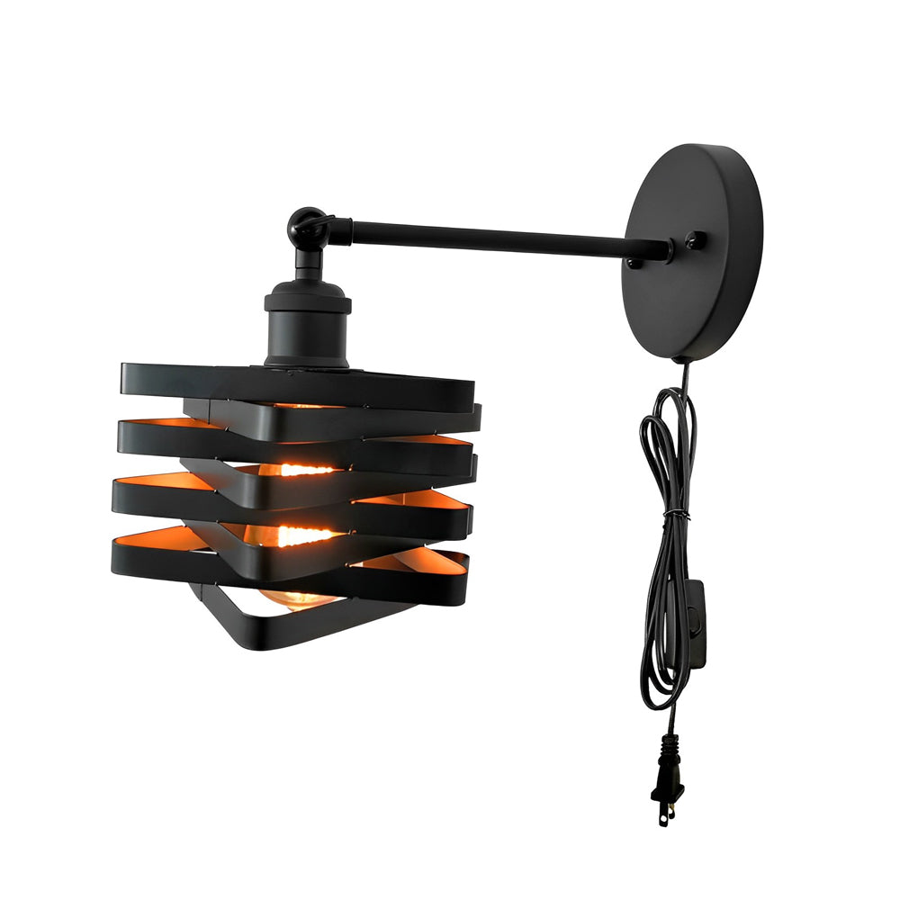 FENWICK IRON SWING ARM WALL LANTERN WITH PLUG