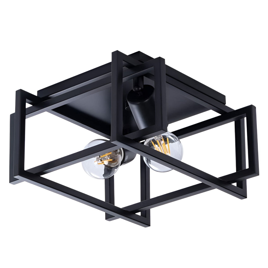 WINTHROP SQUARE IRON FLUSH MOUNT LANTERN