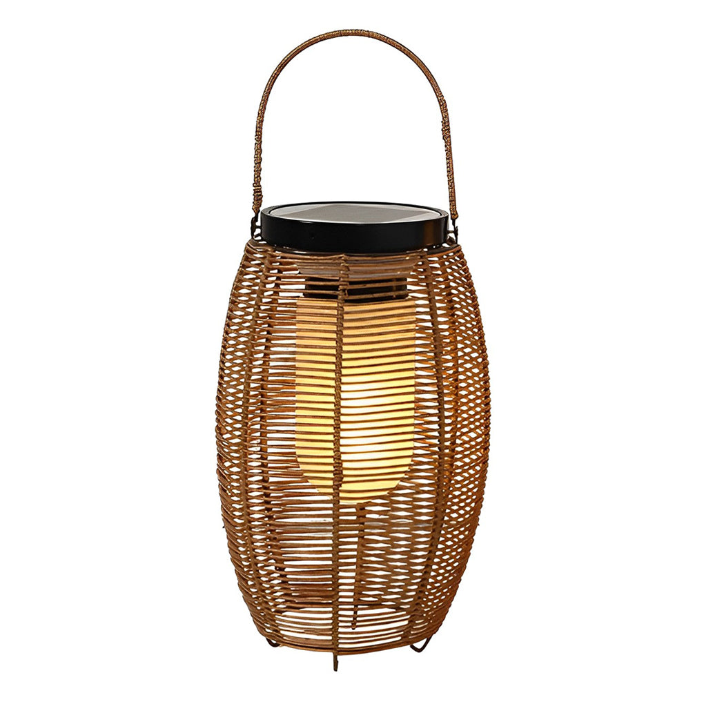 WINDSOR WICKER SOLAR FLOOR LANTERN WITH LED ILLUMINATION
