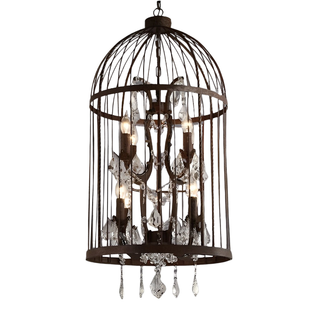 WHITBY IRON BIRDNEST CHANDELIER WITH CRYSTAL ACCENTS