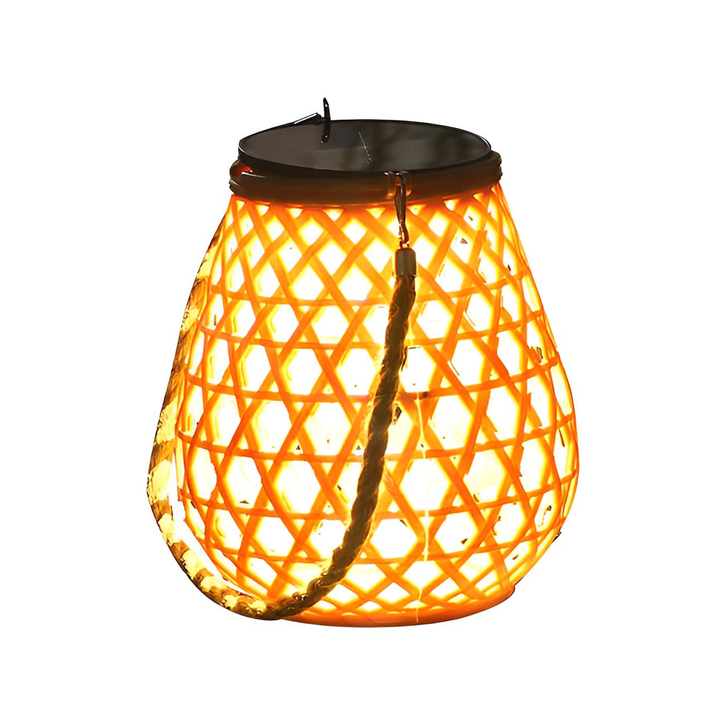WINDSOR WOVEN BAMBOO SOLAR LANTERN WITH USB CHARGING