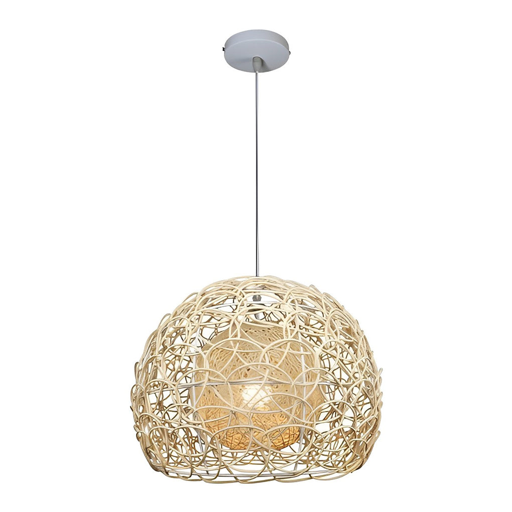 WHITLEY WOVEN RATTAN SPHERE PENDANT LIGHT