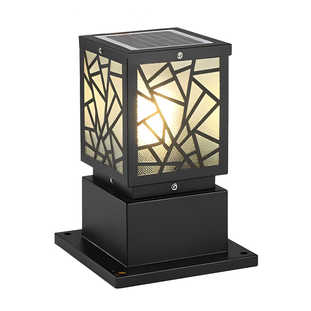 WINDSOR SOLAR GLOW PATHWAY LANTERNS - BLACK WATER-RESISTANT OUTDOOR BOLLARD LIGHTING