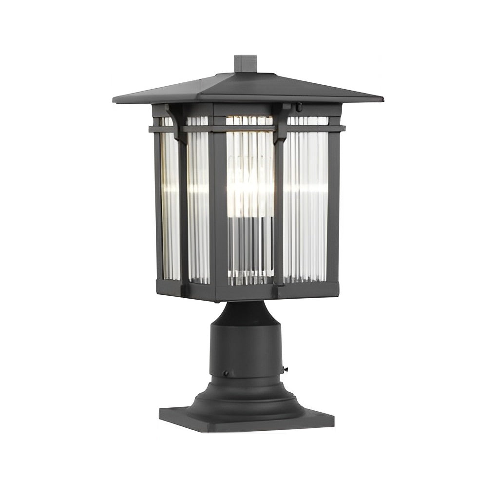 WINDSOR STRIPE GLASS OUTDOOR LANTERN POST LIGHTS