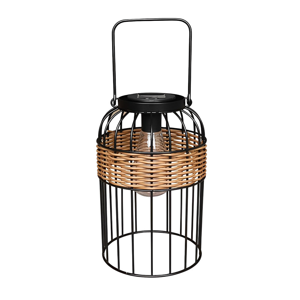 WINTERBOURNE WICKER SOLAR LANTERN WITH WATER-RESISTANT DESIGN
