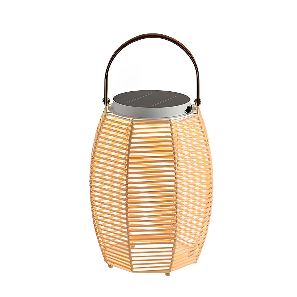 WINDSOR WOVEN SOLAR OUTDOOR LANTERN WITH WATER-RESISTANT DESIGN