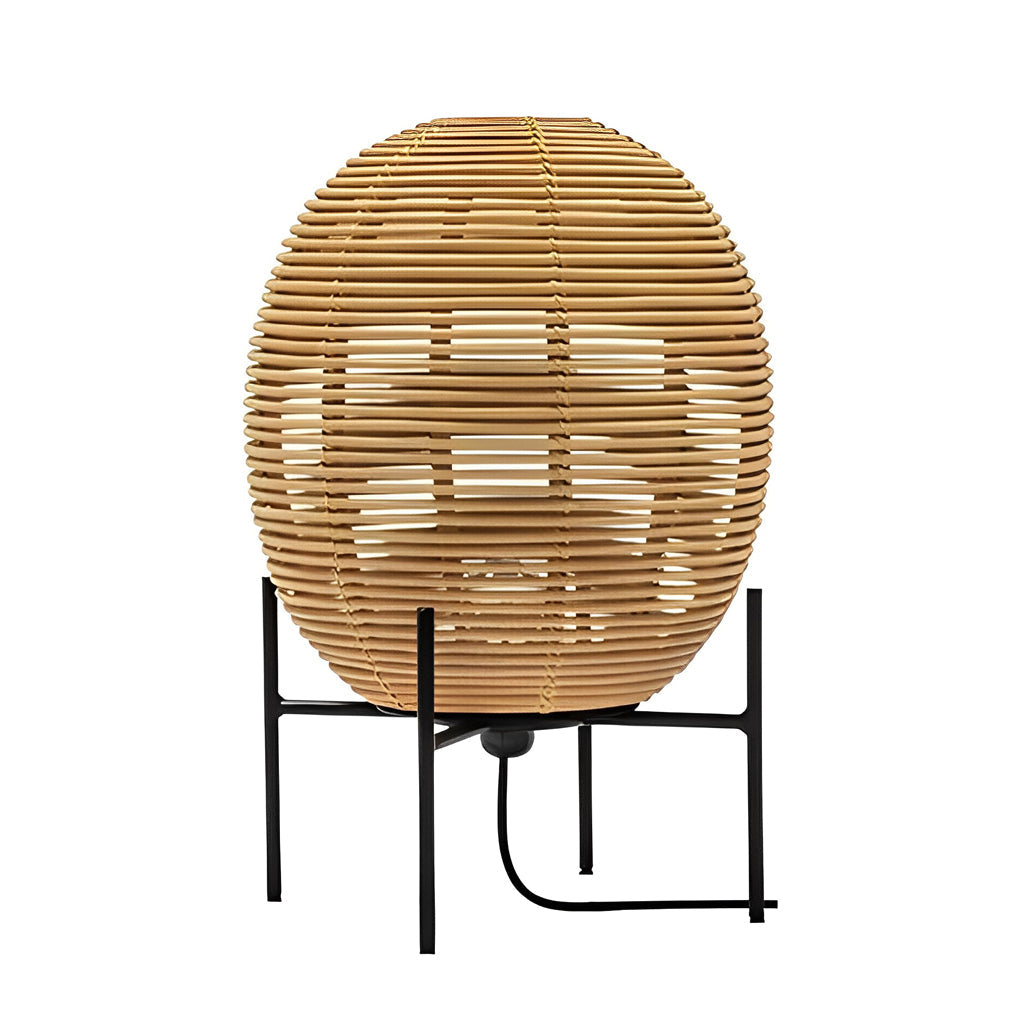 WINCHESTER WOVEN RATTAN AND IRON FLOOR LANTERN