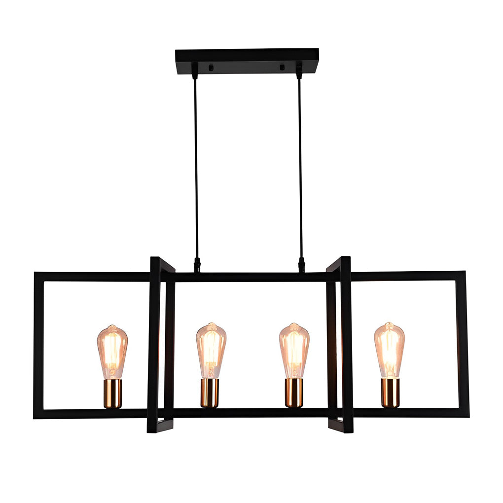 WINDSOR IRON RECTANGULAR CHANDELIER WITH INDUSTRIAL FINISH