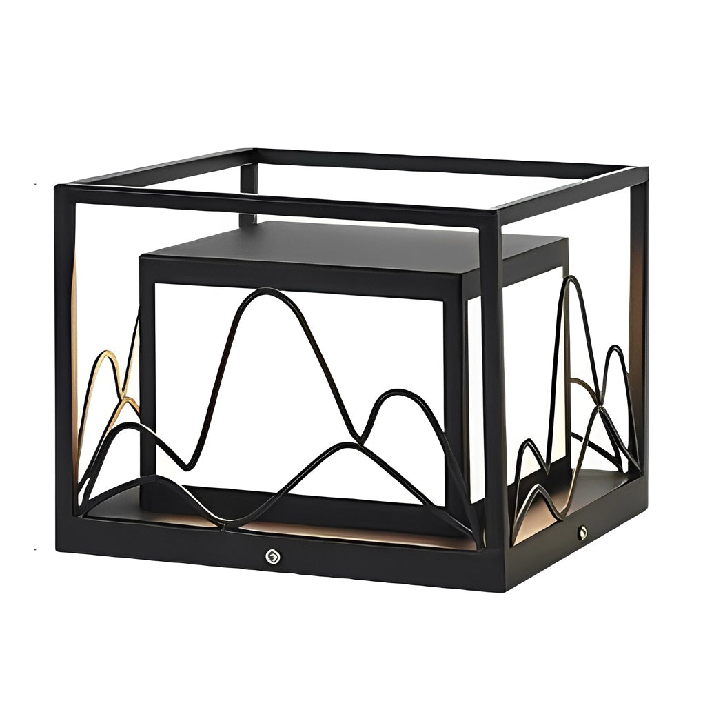 WINCHESTER SQUARE SOLAR POST LIGHTS WITH MOUNTAIN LANDSCAPE ILLUMINATION